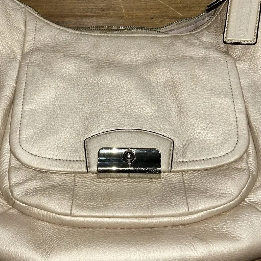 COACH Kristin Leather Shoulder Bag Champagne/Light Pink
